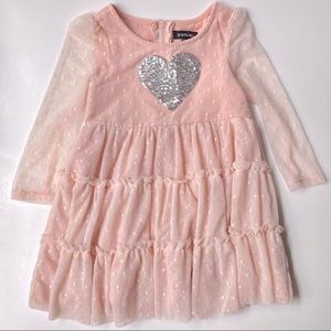 Zunie Pink Ruffled Lace Long Sleeve Dress 2T